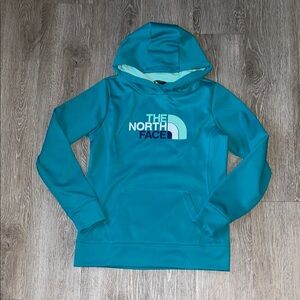 The North Face Blue Hoodie pull over Sweatshirt size medium greenish blue color